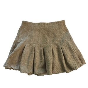 Kendall + Kylie Skirt‎ Women's Pleated Mini Flared Tan Textured Size L